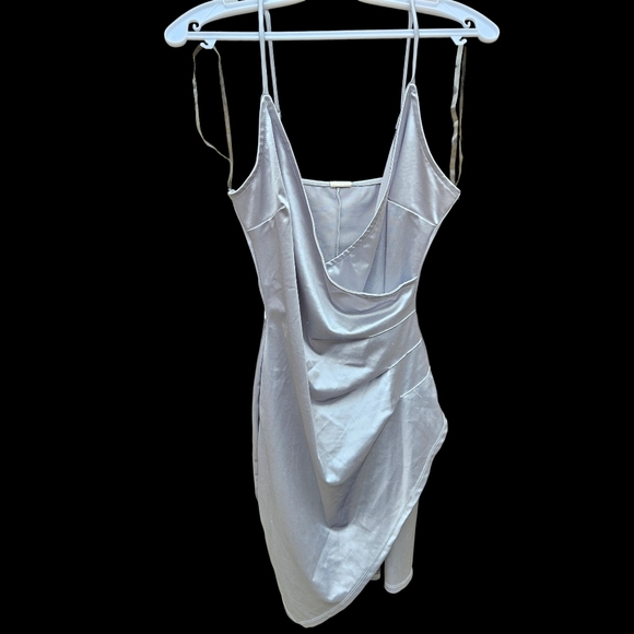 E.L.H STUDIO Elegant Silver Draped Dress Women Size S - Picture 2 of 15